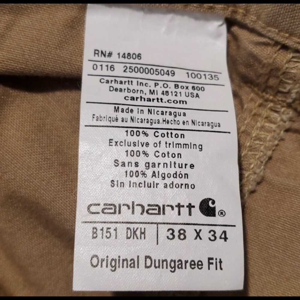 Carhartt Original Dungaree Fit Work Pants 38 x 34